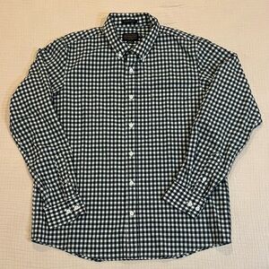 Pendleton Virgin Wool Blend Black & White Gingham Button Down Mens Shirt Large